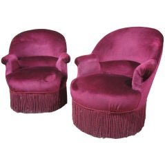 Vintage Superb Pair of French 40's Slipper Chairs