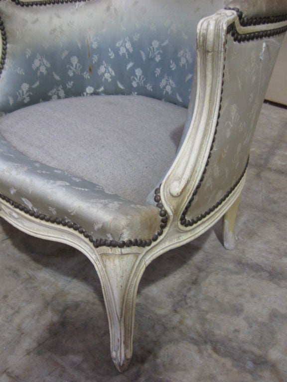 Pair of French LXV Style Antique Slipper Chairs/ Bergers 3
