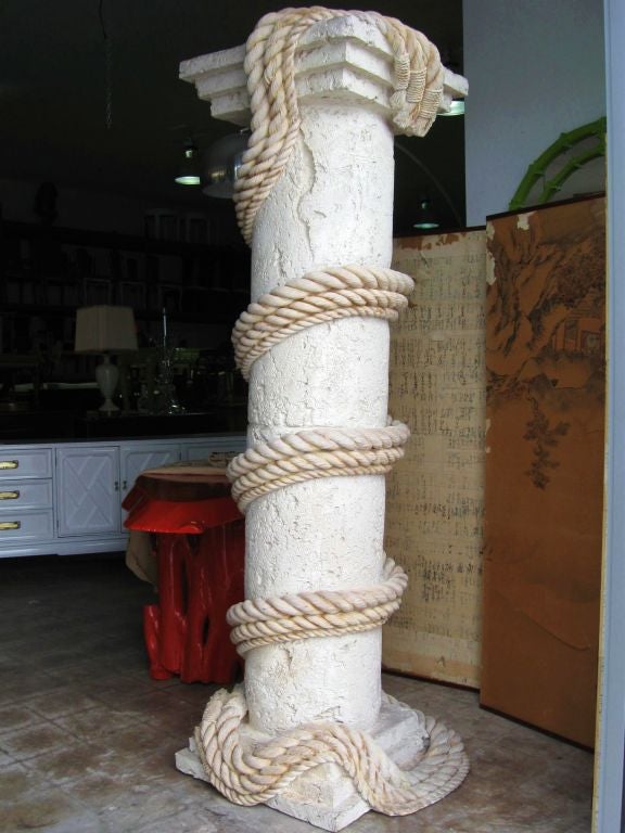 Stone very LARGE Decorative: French ROPE AND TASSEL COLUMN