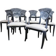 Set of 6 Italian Fan Back Chairs, 2 arms 4 sides