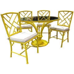  5 piece Faux Bamboo Chinese Chippendale Style Patio Set