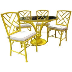 5 piece Faux Bamboo Chinese Chippendale Style Patio Set