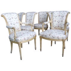 Elegant  Set of 6 LXVI Style Dining Chairs, 2 armchairs 4 sides