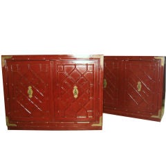 Vintage Pair of Chinese Chippendale Style Bureaus / Cabinets