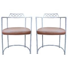 Elegant Pair of Curved faux bamboo armchairs