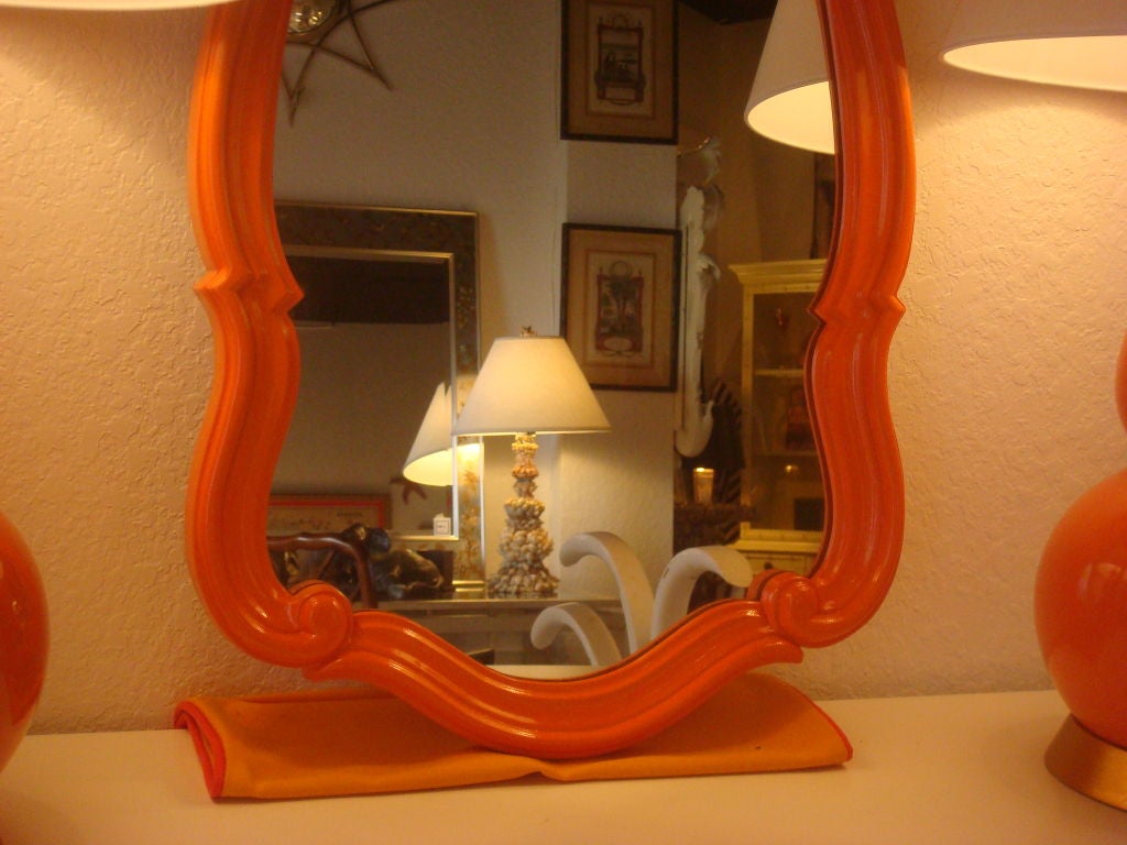Wood Orange Gloss Restored  Curvaceous Scroll Mirror
