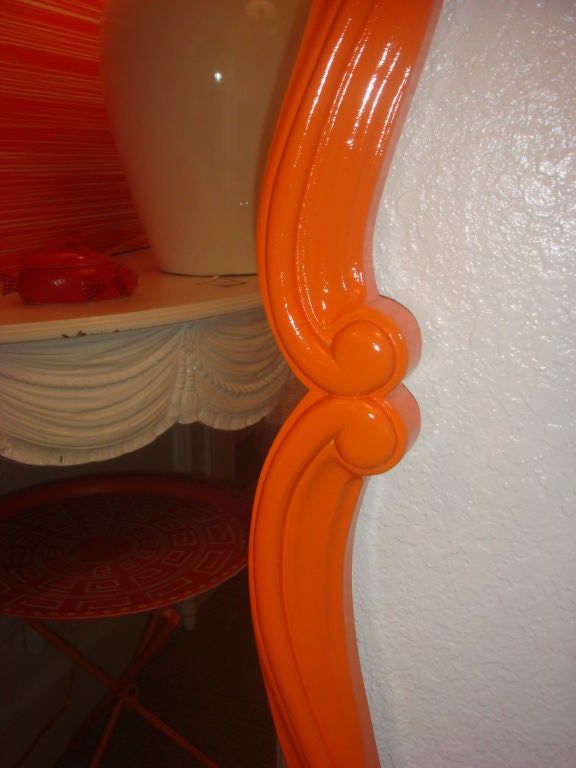 Orange Gloss Restored  Curvaceous Scroll Mirror 1