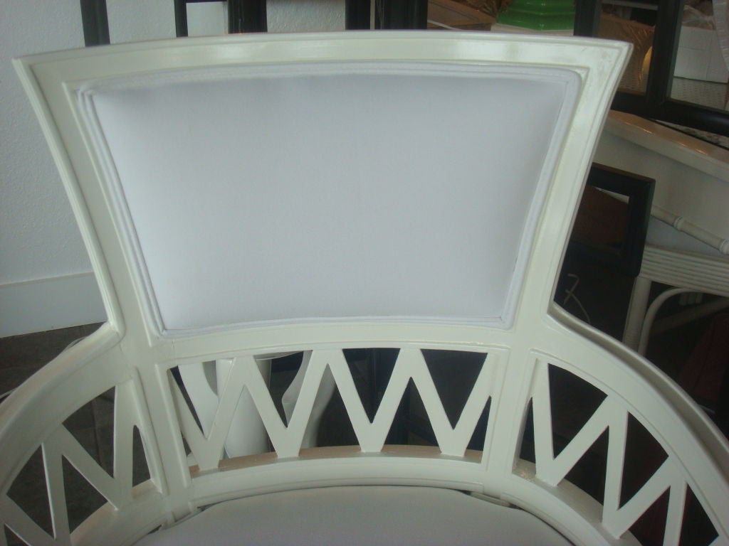 20th Century Restored White Lacquered Lattice Chairs