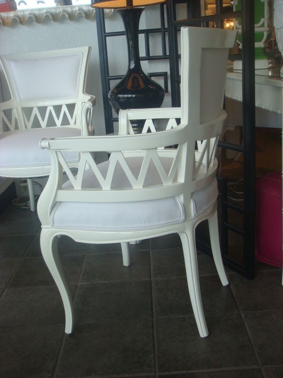 Restored White Lacquered Lattice Chairs 2
