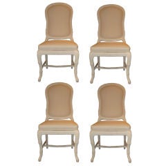 Vintage White Lacquer Palm Beach Dining Chairs/Set of 4
