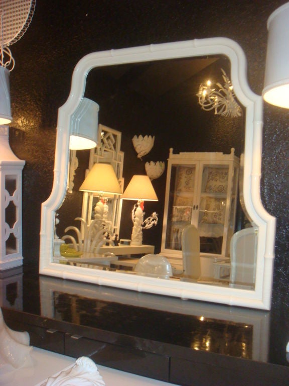 Restored Faux Bamboo Beveled Mirror