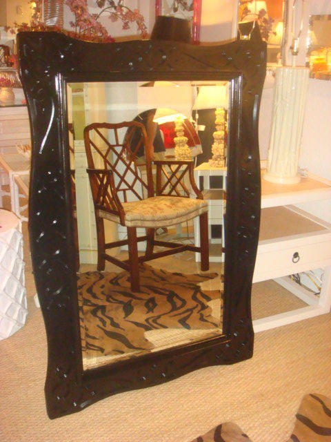 Decorative   Carved Black  Beveled Mirror
