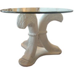Restored White Wheat Shaft Carved Resin Table Restored White Wheat Shaft Carved Resin Table