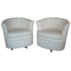 Pair of Restored Tufted Swivel Chairs