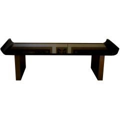 Vintage Black Granite 
Stainless Steel Coffee Table By Jay Spectre