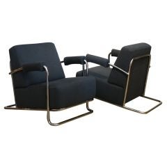 Pair of Tubular Chrome Lounge Chairs Designed by R.C. Coquery