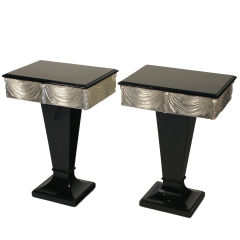 Grosfeld House Black Lacquer And Silver Gilt Pair of Consoles Grosfeld House Black Lacquer And Silver Gilt Pair of Consoles