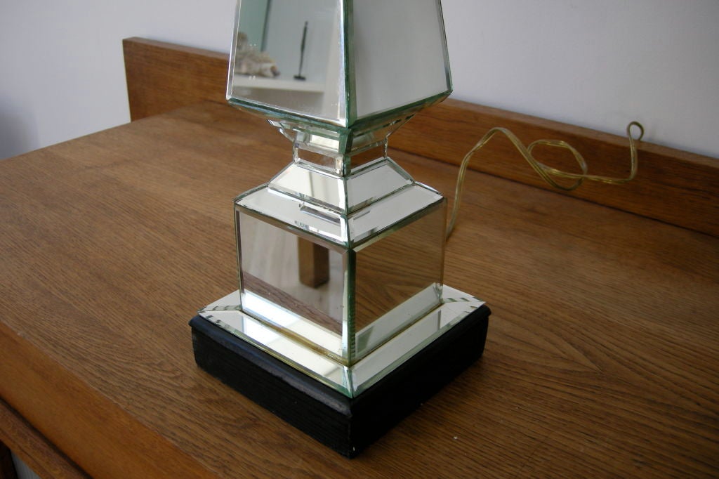 Pair Mirrored Obelisk Lamps