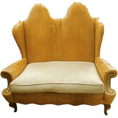 Marvelous Early 19th C. Leather  Settee