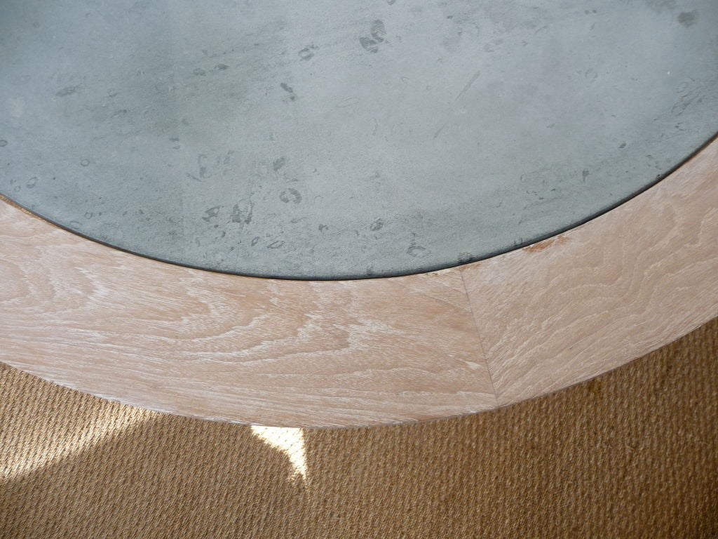 Cerused Center Table With Fossil Stone Inset Top