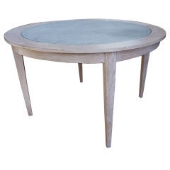 Cerused Center Table With Fossil Stone Inset Top