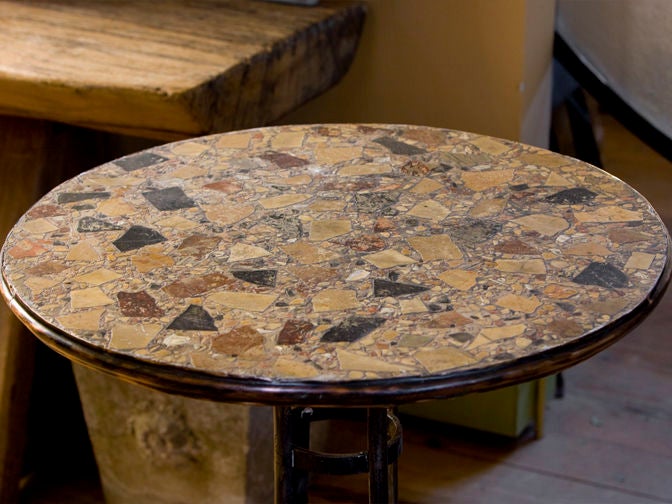 Belgian Terrazzo Mosaic Top with Iron Base Bistro Table