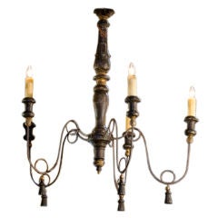 One of a kind Wood and Iron 5 Light Chandelier