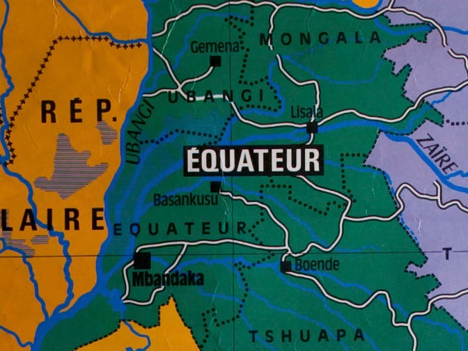 Dual Sided Plastic School Map of the Congo in French