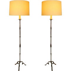 Antique Pair Italian Wrought Iron Floor Lamps