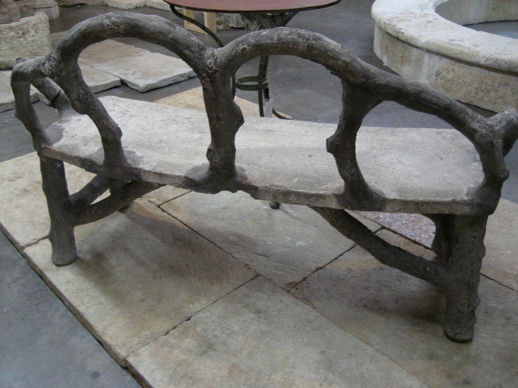 French Late 19th c. Faux Bois Bench