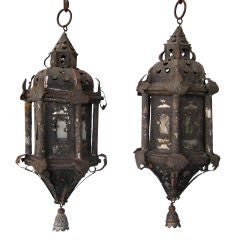 Antique Pair of Italian Tole Lanterns