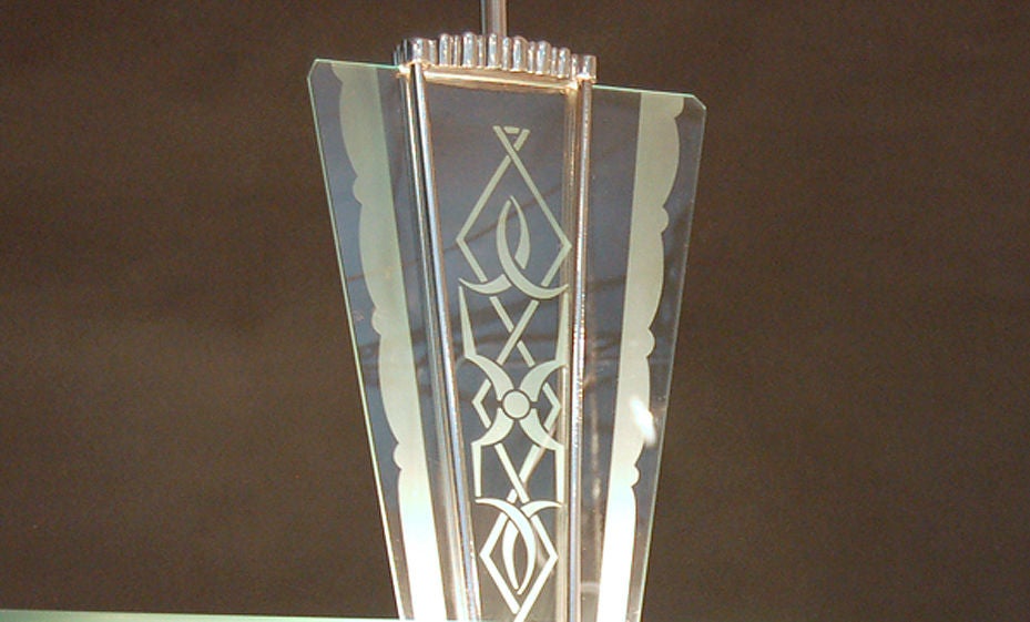 Nickel French Art Deco Chandelier attributed to Atelier Petito