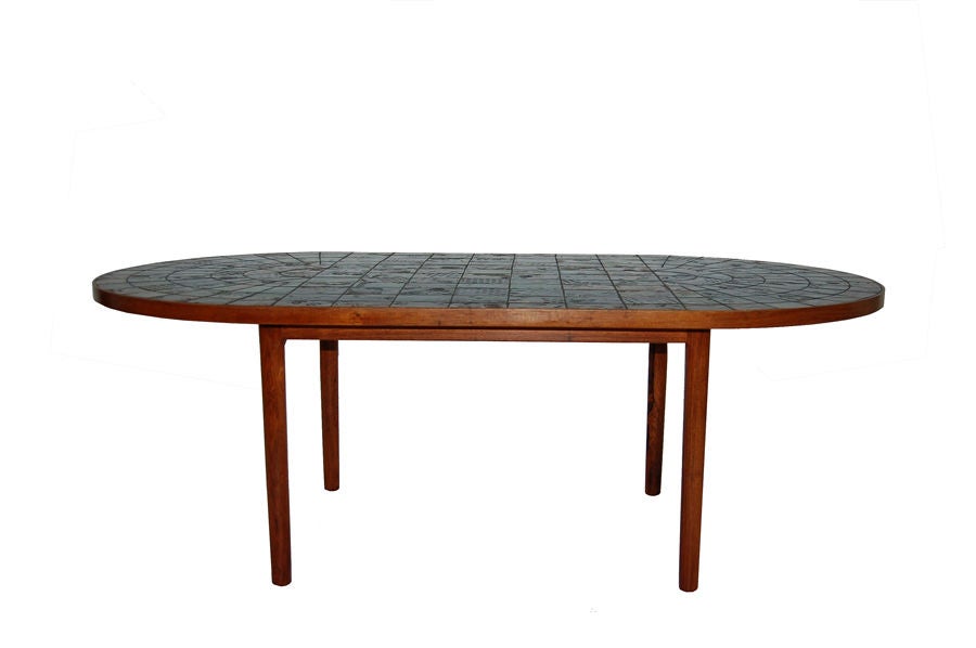Large Cermaic Tile Top Dining Table by Bjorn Wiinblad