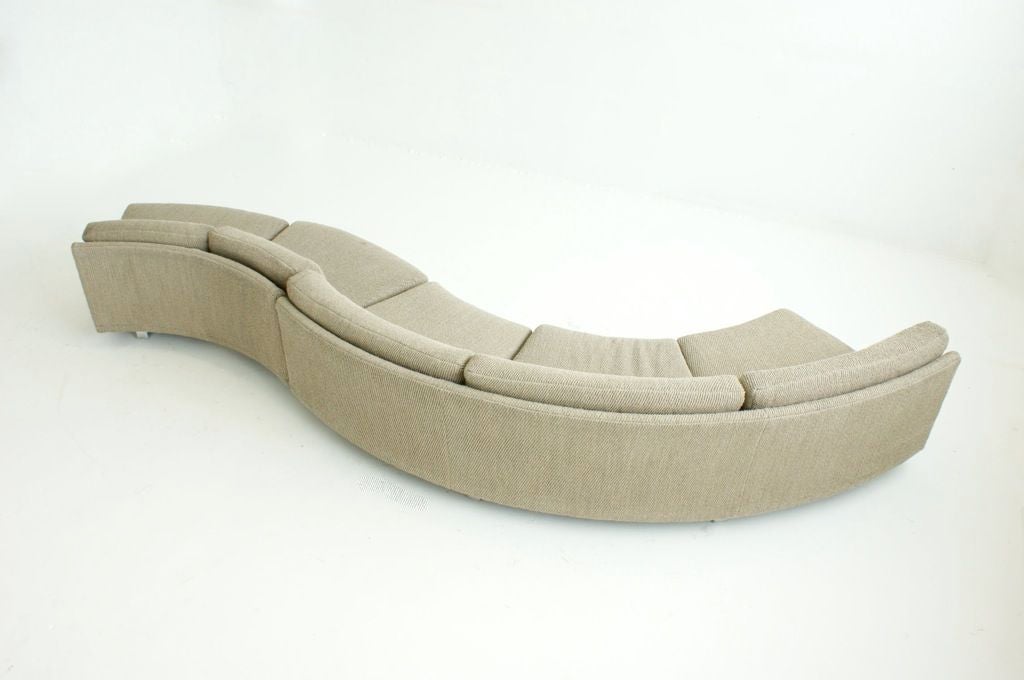 Two-piece Serpentine sectional by Baughman for Thayer Coggin. Overall length 156"
 Dimensions: Seat height 20", seat depth 21", back height 13". Outside curve on larger section 129", inside curve 75". Outside curve on