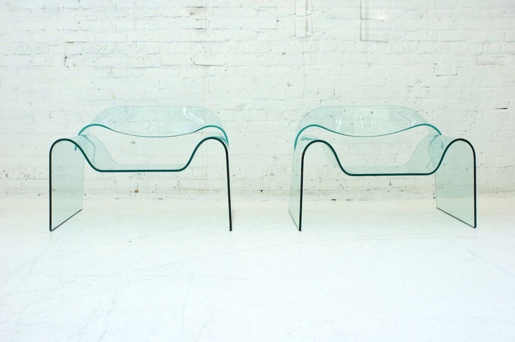 Italian Pair of Ghost chairs by Cini Boeri