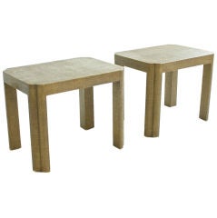 Grass Cloth Covered End Tables