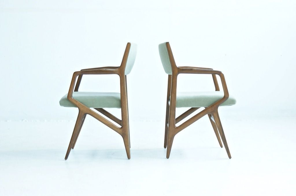 Mahogany Pair Armchairs by Gio Ponti