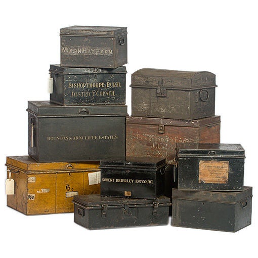 A Collection of 33 English Deed Boxes For Sale