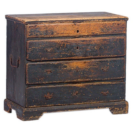 Painted Pine Chest of Drawers from first Half 18th Century