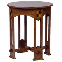 Oak Side Table with Chequered Inlay, Probably by Heal & Son