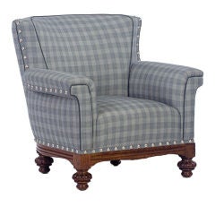 English Armchair Upholstered in Tartan Mens Suiting, Gillow