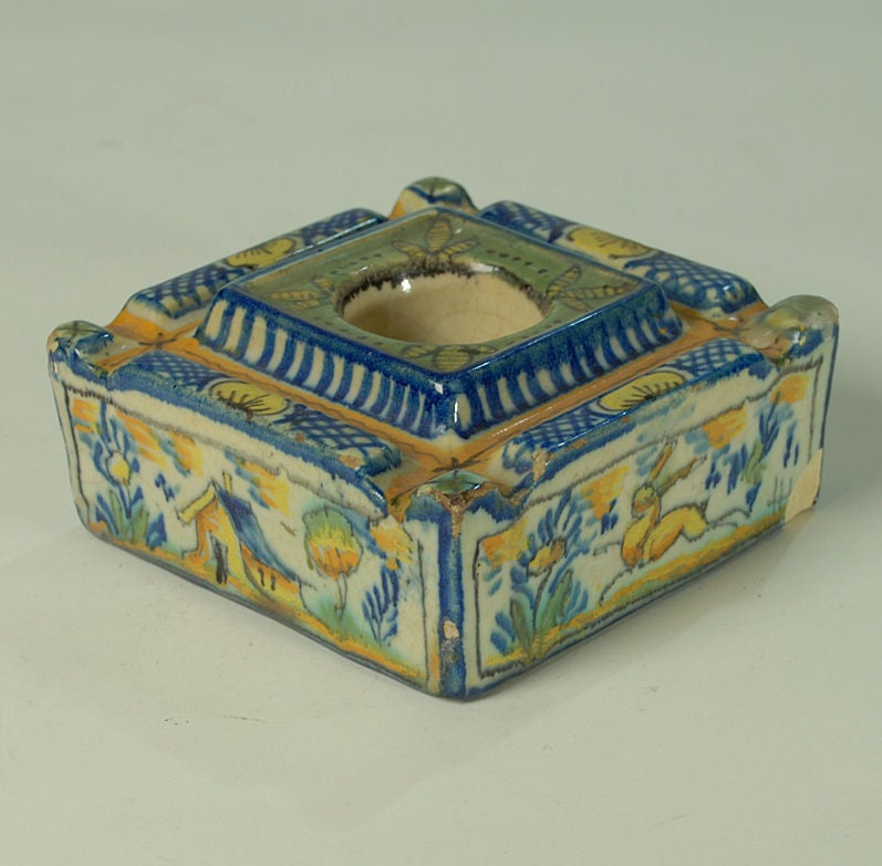 A good 19th century Spanish talavera especiero (spice tray).<br />
<br />
Dimensions: 5.5 inches x 5.5 inches x 2.5 inches.