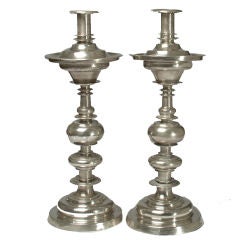 Spanish Colonial Style Silver Altar Sticks