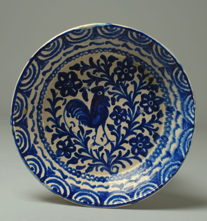 Antique Spanish Blue on White Granadino Fuente Charger
