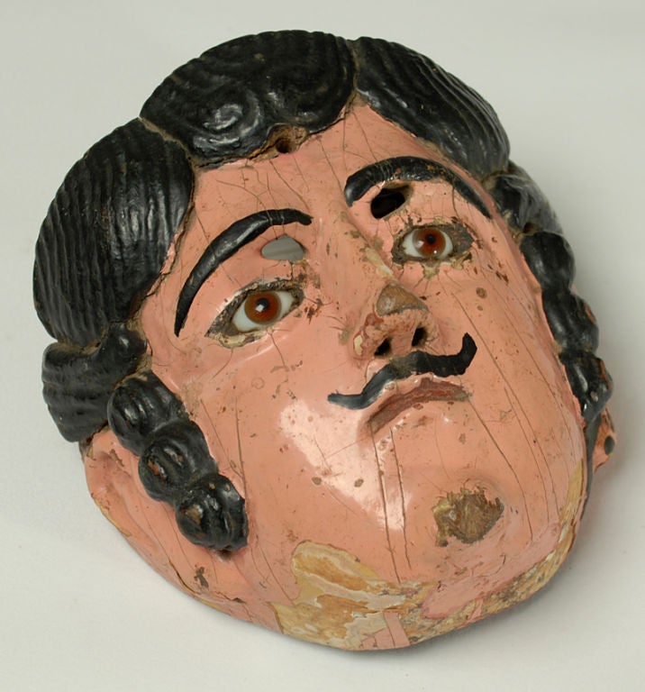 Carved A Superb Antique Guatemalan Vaquero (Cowboy) Mask - Circa 1930