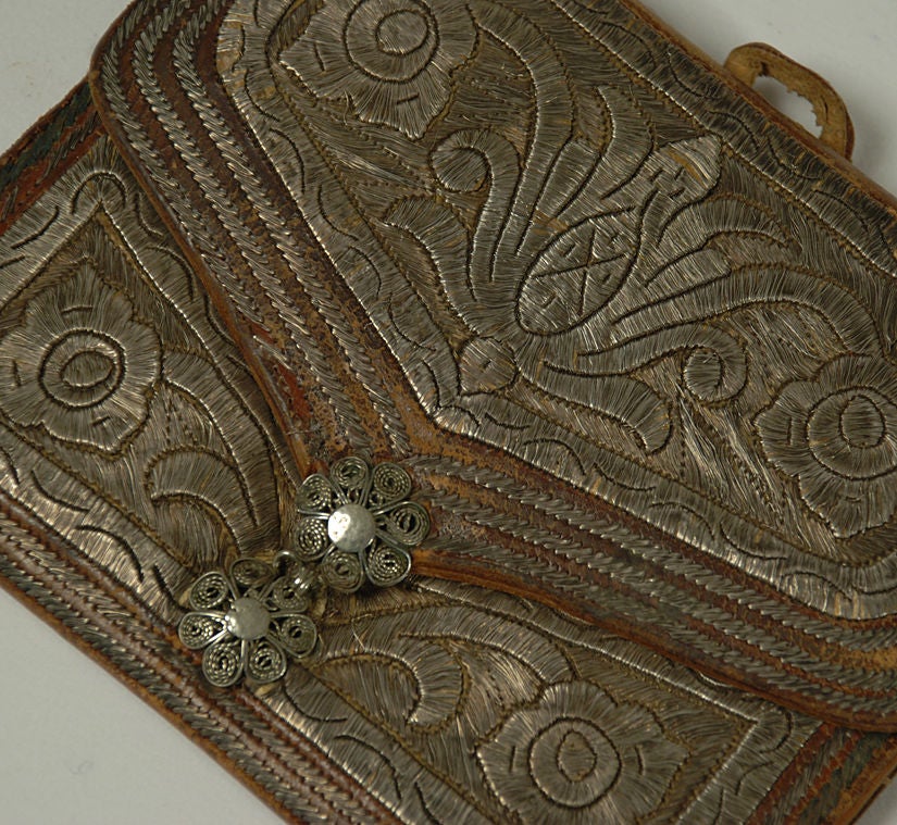 Moroccan Exceedingly Fine 19th Century Silver Embroidered Purse - Fez