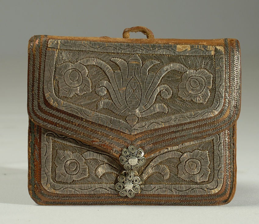 Exceedingly Fine 19th Century Silver Embroidered Purse - Fez 4
