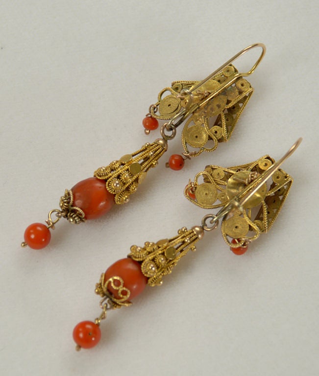 Antique Mexican Oaxacan Wedding Earrings In Excellent Condition In San Francisco, CA