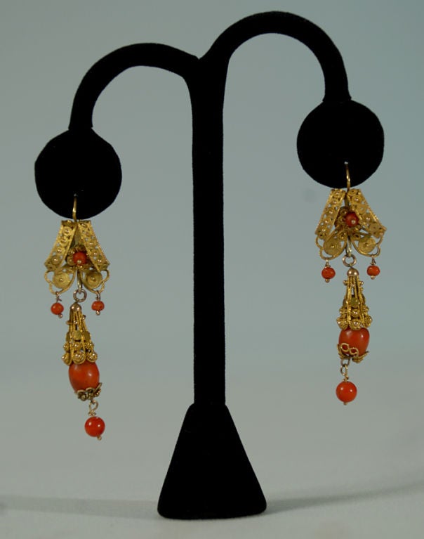 Gold Antique Mexican Oaxacan Wedding Earrings