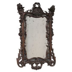 A rare Irish mahogany carved rococo mirror, c.1750